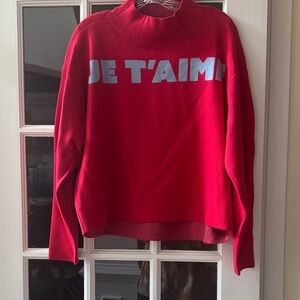 Red 'Je T'aime' Sweater Anthropologie